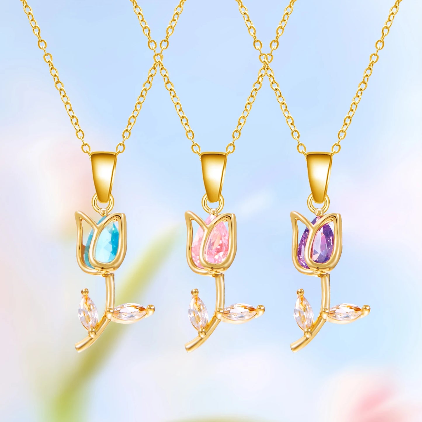 Tulip Rhinestone Necklace