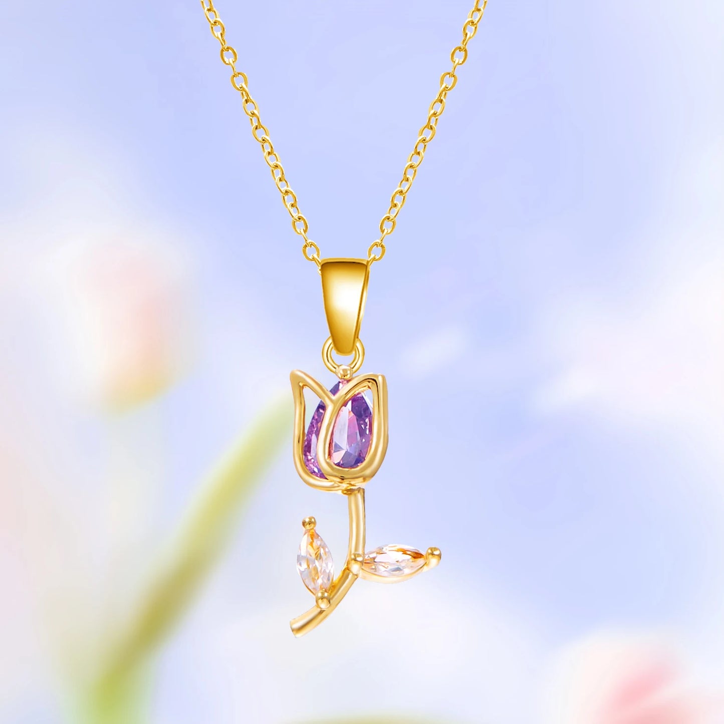 Tulip Rhinestone Necklace